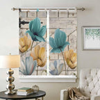 Watercolor Flowers Living Room Curtains 84 Inch Length, Window Curtains Tab Top - Image 2