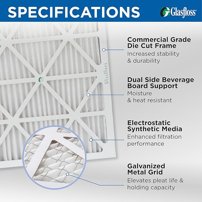 Glasfloss 24x30x1 MERV 10 Pleated Air Filters Box of 6. Actual Size: 23-5/8 x - Image 3