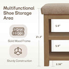 2 Tier Shoe Rack Bench with Cushion, Solid Wood Shoe Benches, Mid-Century