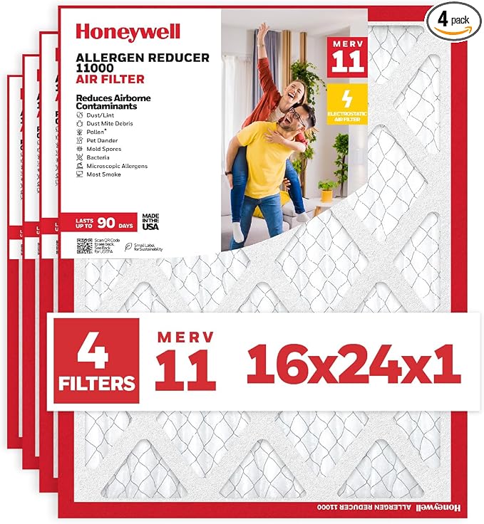 Honeywell 16x24x1 MERV 11 Allergen Reducer 11000 Electrostatic Pleated HVAC AC by HoneywellAirComfort