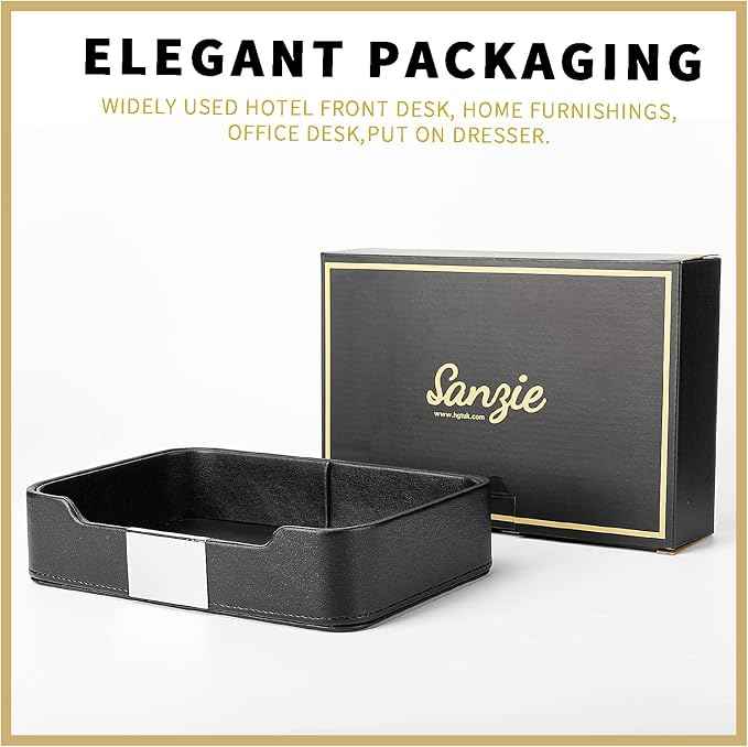 SANZIE Luxury Leather Tray Desktop Storage Catchall Organizer Decorative Tray