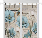 Teal Blue Tulips Bathroom Curtains 63 Inch Length, Window Curtains Tab Top by Unknown