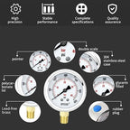 0-200 Psi Glycerin Liquid Filled Low Pressure Gauge, 2.5" Dial Size, 1/4" NPT - Image 3