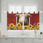 Sheep Sunflower Kitchen Curtains 24 Inch Length, Small Window Curtains Tab Top - Image 3
