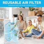 Reusable 14x14x1 Air Filter, 1 Foldable Frame + 6 Refills - Image 4
