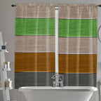 Farm Gray Green Brown Wood Grain Window Valance Curtains, Rustic Wooden Plank by IDOWMAT