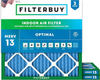 Filterbuy 21x21x1 Air Filter MERV 13 Optimal Smoke & Allergy Defense, by Filterbuy