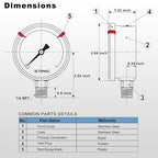 0 to 200 Psi Pressure Gauge, Glycerin Liquid Filled, 2.5 inch Dial, 1/4" NPT - Image 6