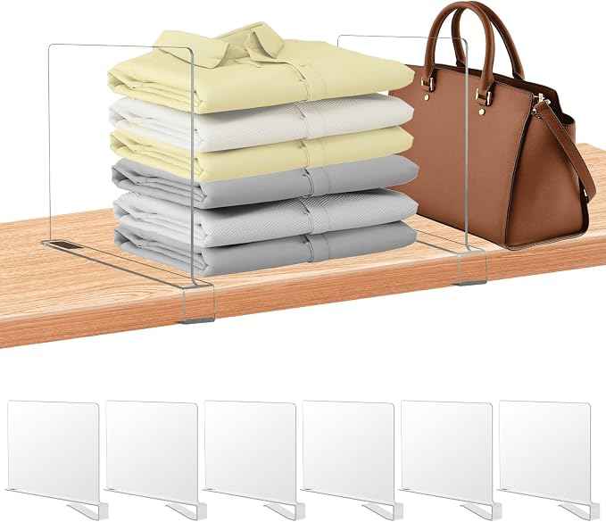 6 Pack Clear Acrylic Shelf Dividers