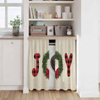 Red Green Christmas Kitchen Curtains 45 Inch Long 2 Panel Set, Rod Pocket - Image 7