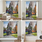 Steam Train Sheer Curtains 96 Inch Length Railroad Country Barn Rustic Trees - Image 7