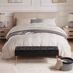 DUHOME Button-Tufted Ottoman Bench, Upholstered Bedroom Benches Velvet Footrest