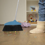 BESPORTBLE Soft Bristle Broom Dustpan Set Blue Floor Sweeping Broom Non-Stick - Image 4
