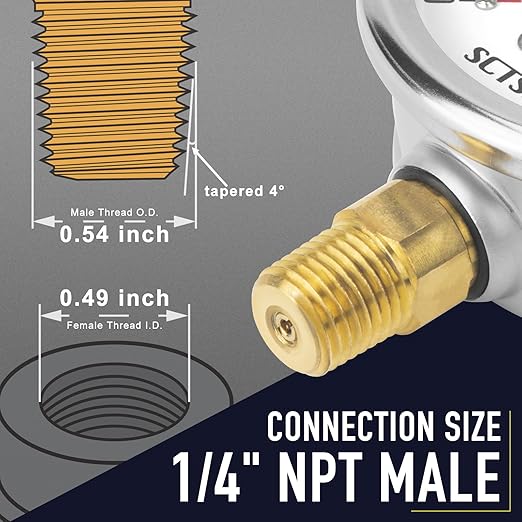 2-1/2" Dial Size, -30 inHg-0 Pressure Gauge, Glycerin Liquid Filled, 1/4" NPT - Image 4