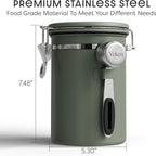 Veken Coffee Canister with Window, Airtight Stainless Steel Kitchen Food - Image 2