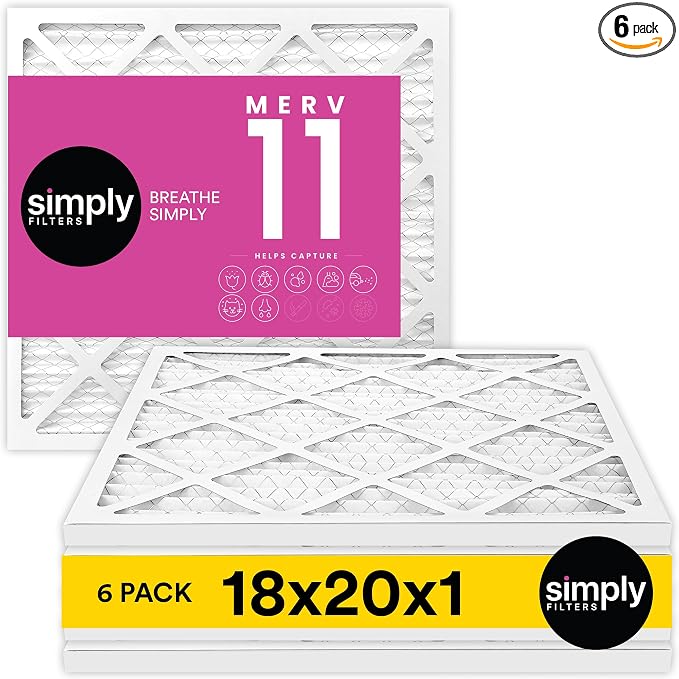 Simply 18x20x1 Air Filter, Merv 11, 6 Pack, by SimplyFilters