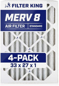 Filter King 33x27x1 Air Filter | 4-PACK | MERV 8 HVAC Pleated A/C Furnace by FilterKing