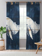 Sheer Curtains 96 Inches Long, Ocean Whale Blue Semi Sheer Curtains Light - Image 5