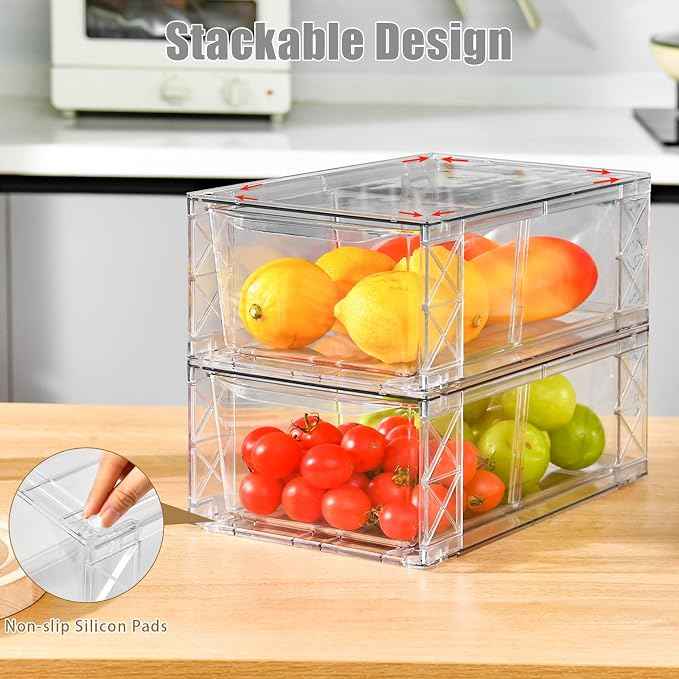 8Pack Clear Stackable Kitchen Storage Organizer, Pantry Organizers and Storage