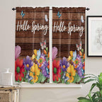 Spring Flowers Bedroom Curtains 63 Inches length, Watercolor Farmhouse Colorful - Image 2