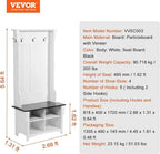 VEVOR Hall Tree Entryway Bench, Coat Rack