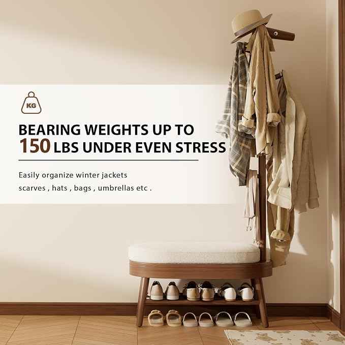 AQIMUELE Shoe Bench Entryway, Coat Rack