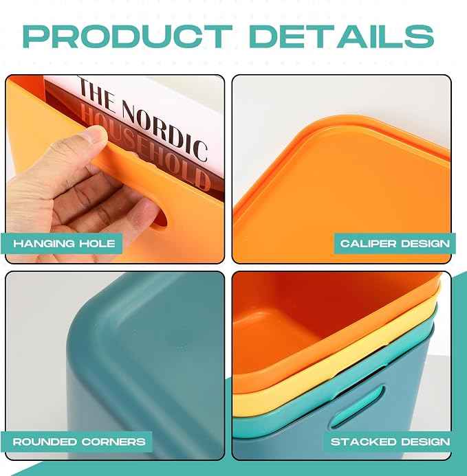 Hoolerry 8 Pieces Colorful Storage Bins