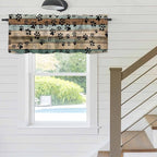 Dog Paws Valances for Windows, Teal Brown Wood Grain Kitchen Valance Light - Image 5