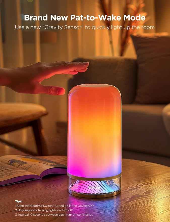 Govee RGBIC Smart Table Lamp 2, Touch Bedside Small Table Lamp Matter, Alexa