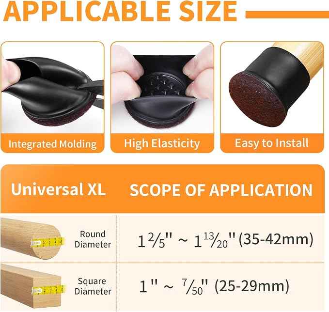 Ezprotekt 8 Pcs Extra Large Chair Leg Protectors