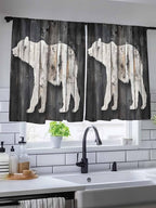 Sheer Curtains 54 Inch Length, Farmhouse Country Vintage Wood Grain Privacy - Image 5