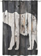 Sheer Curtains 72 Inches Long, Farmhouse Country Vintage Wood Grain Privacy by Unknown