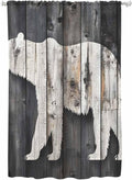 Sheer Curtains 63 Inch Length, Farmhouse Country Vintage Wood Grain Privacy by Unknown