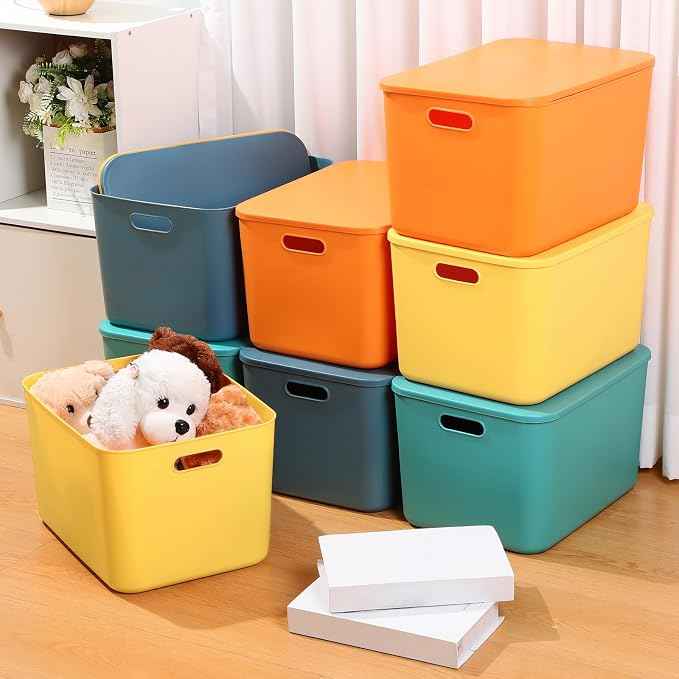 Hoolerry 8 Pieces Colorful Storage Bins