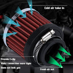 PTNHZ Universal Red Neck 1.5" 38mm Car High Flow Cold Air Intake Air Filter - Image 5
