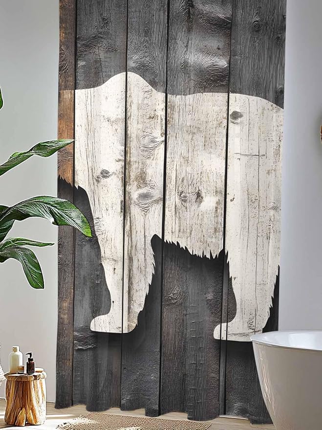 Sheer Curtains 96 Inches Long, Vintage White Brown Bear Semi Sheer Curtains - Image 4