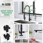 Fapully Black Kitchen Faucet, Commercial Pull Down Kitchen Sink Faucet - Image 3