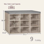 DINZI LVJ Shoe Bench, 9 Cubbies Shoe Organizer