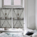 Vintage Gate Tier Curtains 45 Inches Long, Farmhouse Wooden Grain Shabby Chic - Image 5