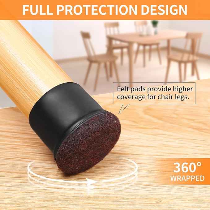 Ezprotekt 24 Pcs Round Silicone Chair Leg Floor Protectors