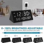Kogonee Wooden Digital Alarm Clock, 0-100% Dimmer, 2 Alarm Settings,