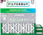 Filterbuy 25x25x2 Air Filter MERV 8 Essential Dust & Allergy Defense, by Filterbuy