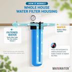 Max Water 20" x 4.5" Whole House Water Filter Housing, Big Filter Blue - Image 5