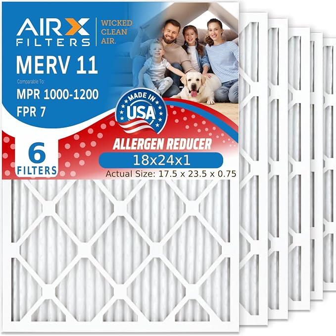 AIRX FILTERS WICKED CLEAN AIR. 18x24x1 Air Filter MERV 11 Electrostatic Pleated by AIRXFILTERSWICKEDCLEANAIR