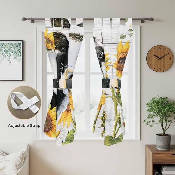 Retro Farmhouse Floral Living Room Curtains 84 Inch Length, Window Curtains Tab - Image 5
