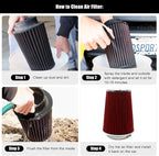 RYANSTAR RACING 102mm 4" High Flow Round Tapered Cone Cool Air Filter Cleaner - Image 5