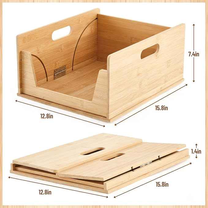 2 Pack Bamboo Pantry Organizers Storage Bins Large Stackable Open Front Potato
