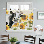 Yellow Sunflowers Kitchen Curtains 45 Inch Length, Short Cafe Window Curtains - Image 4