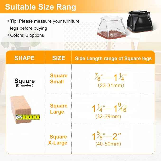CHUNZEXI 36 Pack Square Chair Leg Floor Protectors