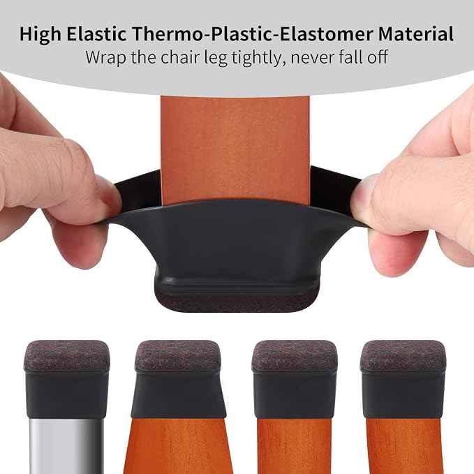 Ezprotekt 16 Pcs Rectangle Silicone Chair Leg Floor Protectors, Felt Rectangle